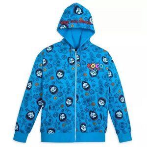 defaced tag❤️Disney Parks COCO Allover Miguel Skull Embroidered Full Zip Hoodie